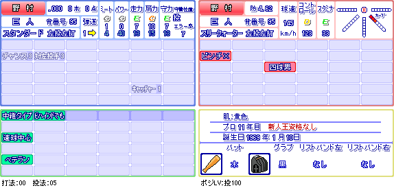 野村貴仁の全盛期パワプロ能力ｗｗｗｗ みじかめっ なんj